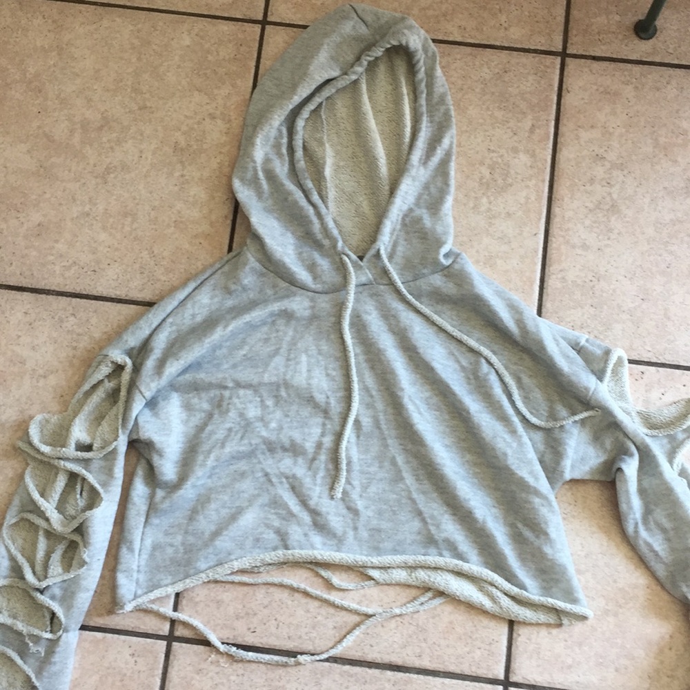 Distressed Crop Hoodie